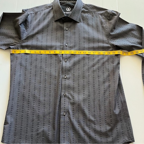 BUGATCHI UOMO Men’s Shaped Fit Black Button Up Long Sleeve Dress Shirt SizeLarge - Picture 13 of 14